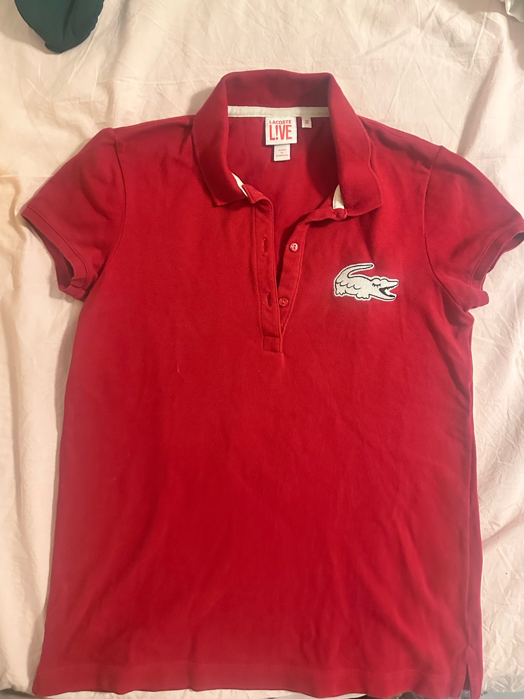 Lacoste Live Red Polo With Embroidered Crocodile
